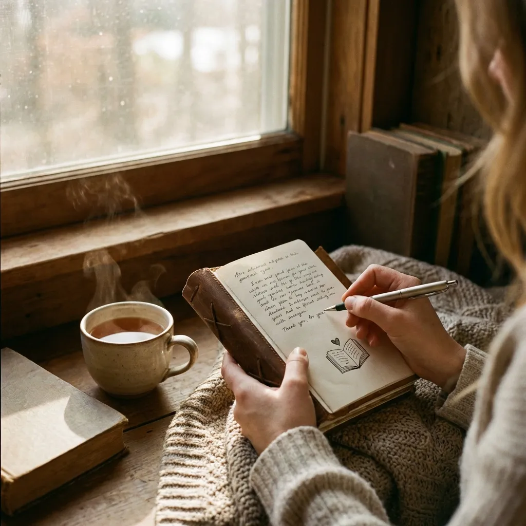 Person writing in a journal with hope